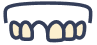 Icon of a row of teeth with one missing